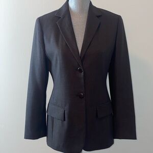 Max Mara Wool Blazer Jacket 2 Button Fully Lined Chocolate Brown Size 6